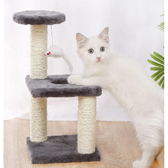 Кошачье дерево для домашних кошек. Современная башня для кошек с когтеточками из сизаля. Кошачья квартира с плюшевой жердочкой. Лестница для лазания и свисающий мяч. Мебель для кошек.