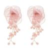 Exaggerated Beach Earrings Crystal Petals Stud Earrings French Style Flower Dangle Earrings  Gifts