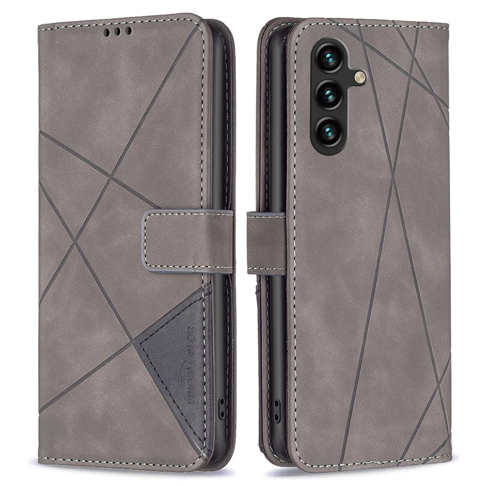 BINFEN COLOR For Samsung Galaxy A55 5G Phone Cases Wallet Stand Geometry Imprinted Leather Cover