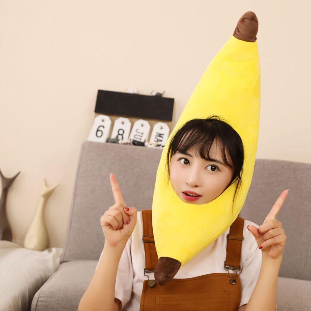 Creative Plush Fruits Hat Cute Banana Head Cover Costume Accessories Yellow Banana Cap Photo Props