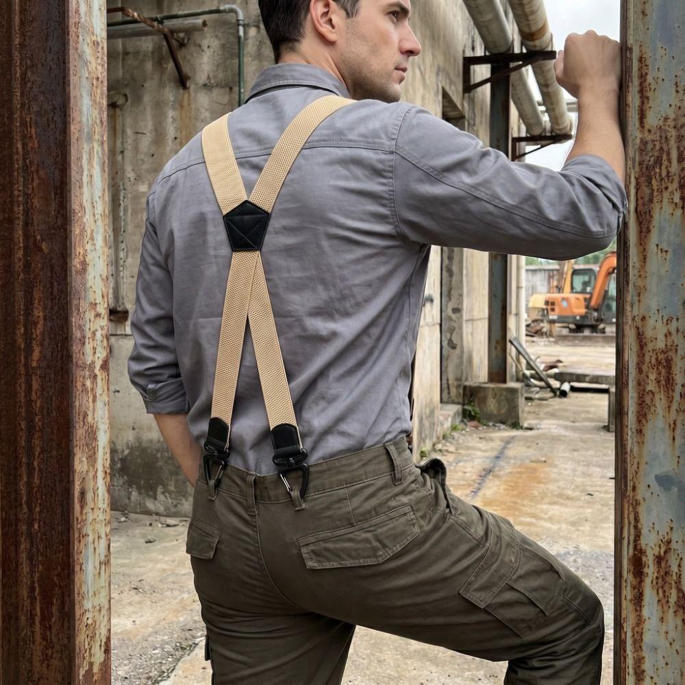 3.8cm Wide Work Suspenders Heavy Duty Anti-slip Suspenders Elastic Pants Braces Casual Wear