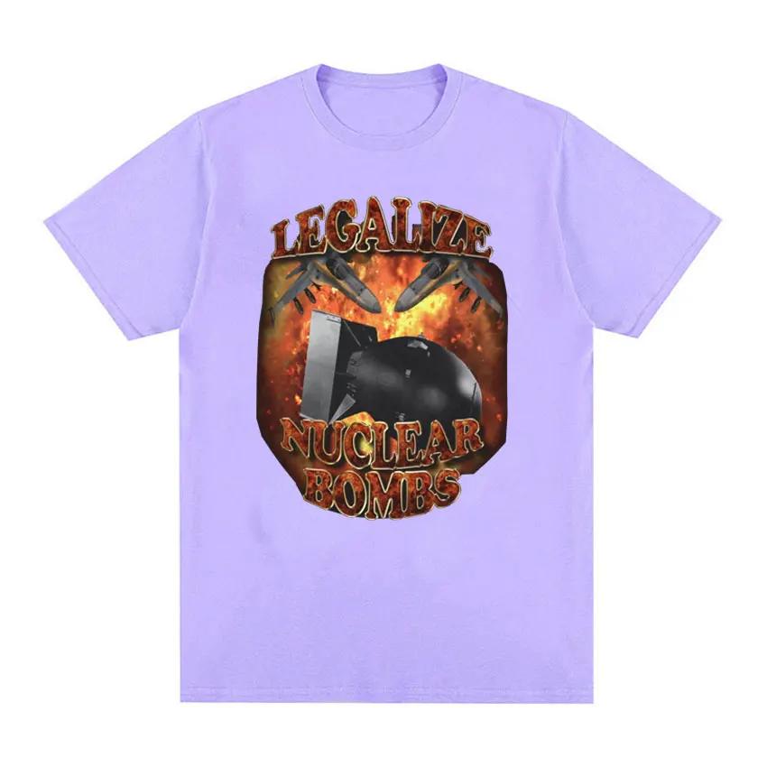 Funny Legalize Nuclear Bombs Meme Graphic T-shirt for Men Vintage High Quality T Shirt Male Gothic Casual Oversized T-shirts Y2k