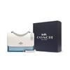 Coach Klare 22 Silver And Gold Letter Logo Plaque Flap Crosshatch Leather Envelope Shoulder Bag Medium Women shoulder bag White Blue CH796-SVCAH