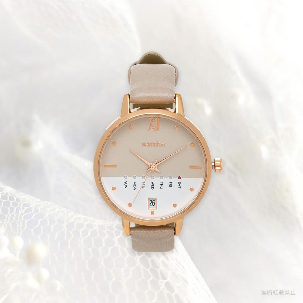 [Fieldwork] Женские часы с аналоговым кожаным ремешком, календарем, днем недели, датой, бежевые Dario GY079-1