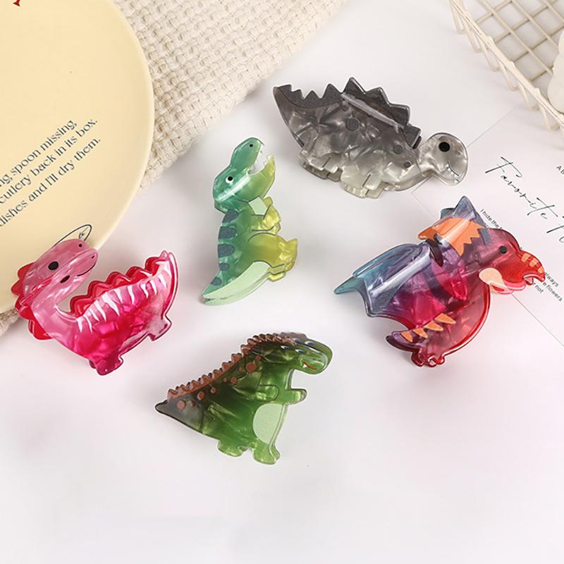 Мультяшный Милый Креатив Животное Динозавр Акриловый Зажим для Волос для Женщин Девушек Трендовый Смешной Зажим для Волос Головной Убор Аксессуары для Волос