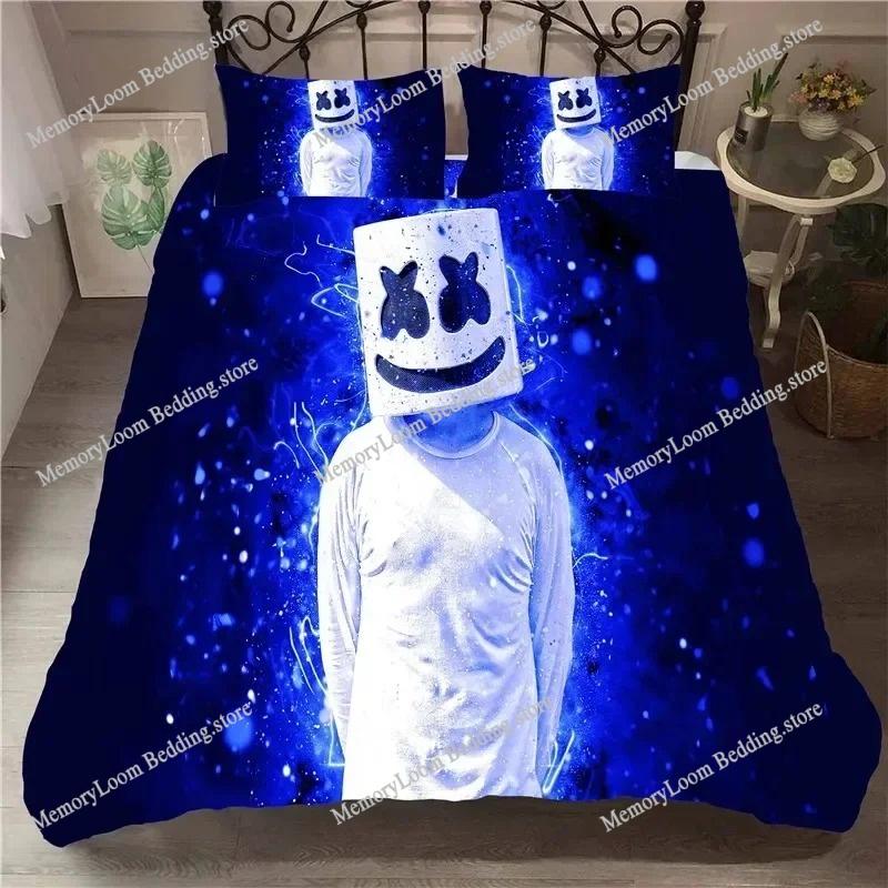 DJ Lovers Marshmello Хип-поп Музыка EDM Мозаика DJ Постельное белье для мальчиков и девочек Твин Queen Size Пододеяльник Наволочка Кровать Дети Взрослые