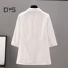 Women Suit Coat Lapel 3/4 Sleeve Button Placket Summer Suit Jacket Solid Color Thin Breathable Casual Coat