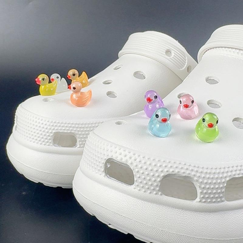 Fashion Shoe Charms Set Accessories Hole Shoe Buckle Cute Luminous DucklingDIY 3D Shoes Decorations Kids Party Boy Girls Gift