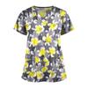 Floral Nursing Scrubs Tops Women Working Uniform Blouse Short Sleeve V-neck Uniform Blusas Nursing Clothes Nurses Tunic Uniform
