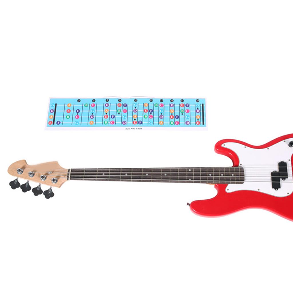 Бас-гитара Диаграмма нот на грифе Иллюстрированный плакат Диаграмма нот на грифе бас-гитары Учимся играть на гитаре Бас Музыкальная теория