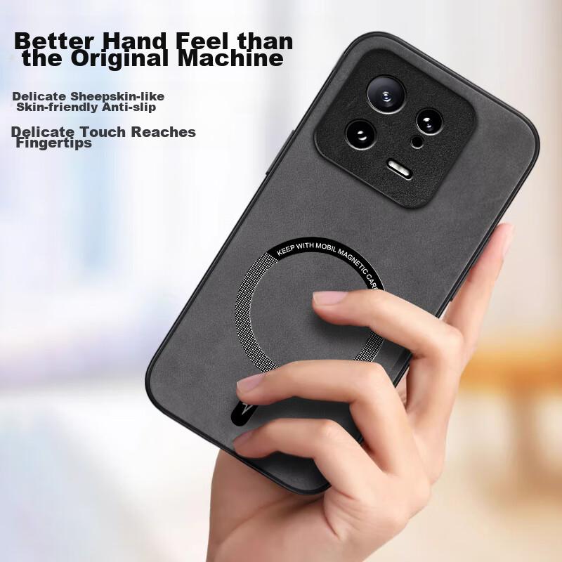 Xiaomi 13 Phone Case, Xiaomi 13 Protective Cover, Skin-Like Magnetic New Frosted Lens Full Protection Silicone Simple Style - Black