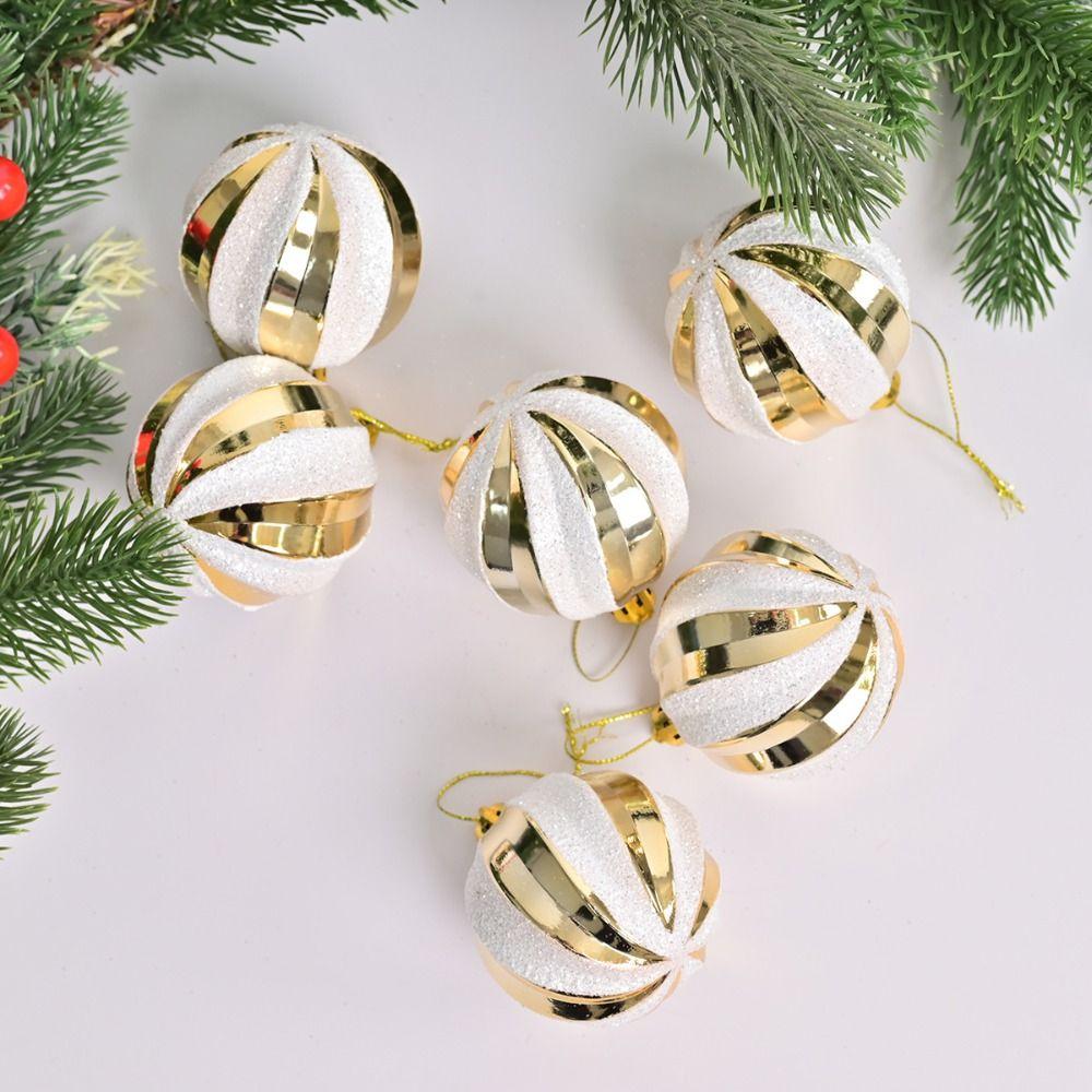 6pcs Plastic Electroplated Hanging Balls Shatterproof Merry Christmas Decor Party Favors