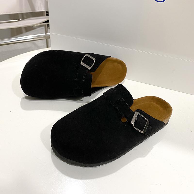 Kidmi Women Suede Clogs Slippers Cork Suede Clogs Slippers Classic Men Mules Outdoor Cork Antiskid Slippers with Arch Support
