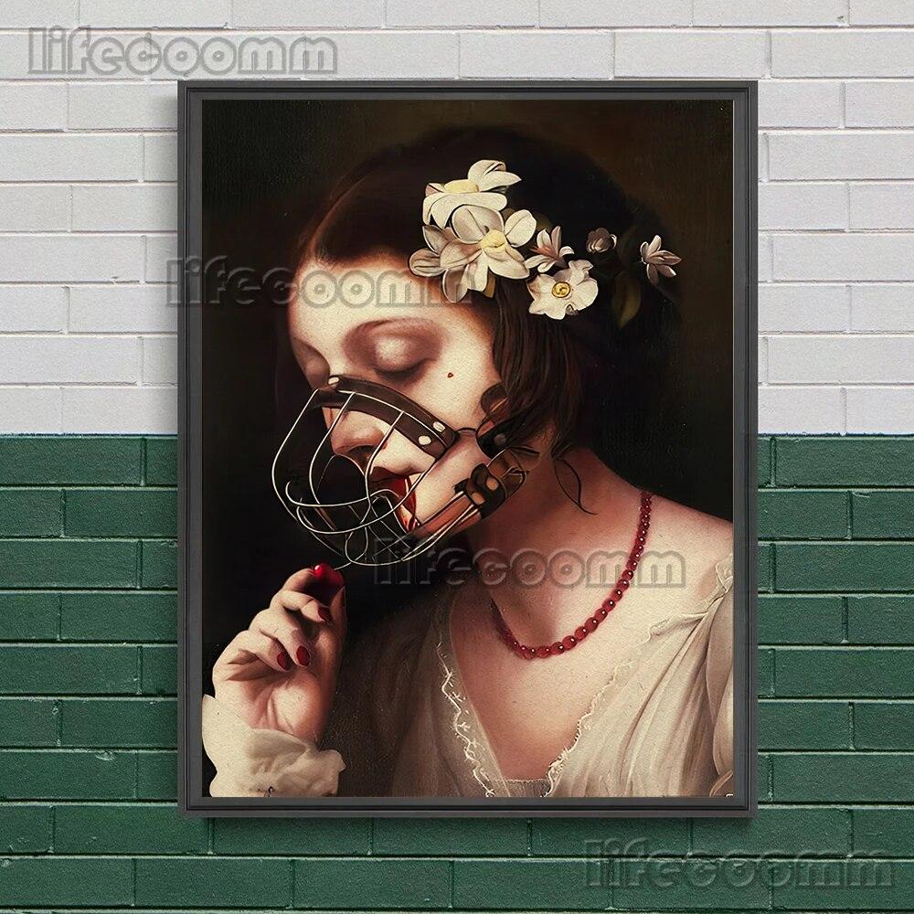 Жуткая готическая девушка в винтажном стиле, настенная живопись на холсте, бабочка, невеста и паук, леди, художественный постер и принт для декора гостиной, без рамки