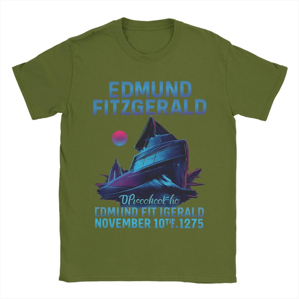 Edmund Fitzgerald T Shirt Summer Great Ship Cotton T-Shirts For Male Trending Loose Tee Shirt Short Sleeves Streetwear Tops