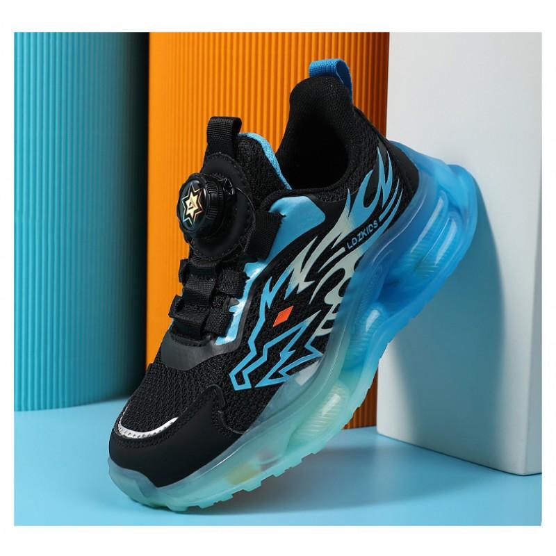 Boys Mesh Running Shoes With Rotating Buckle Breathable Kids Sports Sneakers All