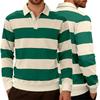 Men Long-sleeved T-shirt 2025 Autumn New Fashion Trend Striped Printing Casual Loose Outdoor Camping Lapel Top Couple POLO Shirt