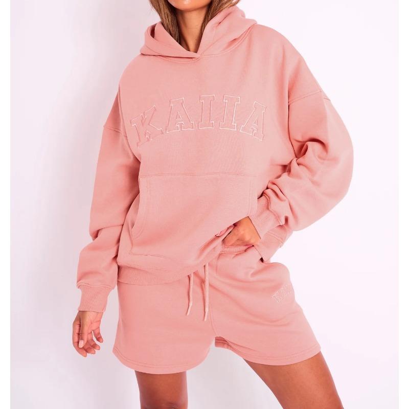 Осенне-зимний новый модный брендовый спортивный удобный комплект из двух предметов с капюшоном и вышитым логотипом