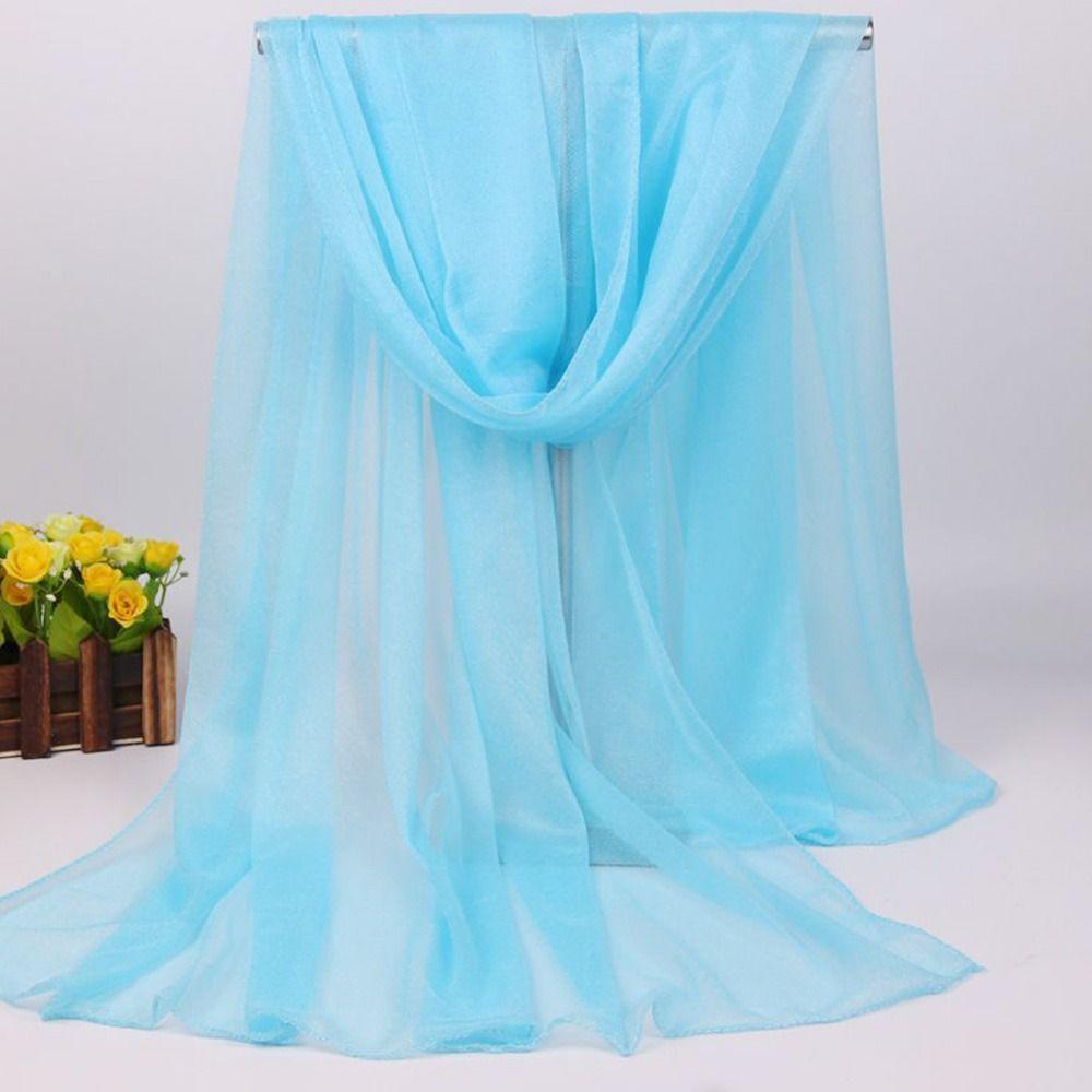 Soft Silk Scarf Breathable Sheer Wrap Summer Bandana for Women