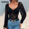 Autumn Women's Lace Splicing Long Sleeve Solid Bodysuit