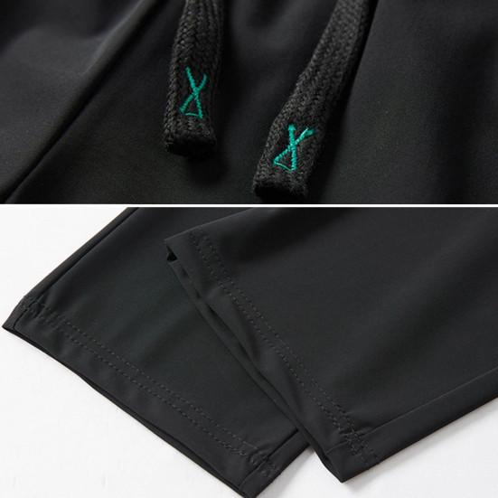 Unisex Summer Ice Silk Pants Thin Loose Straight Leg Cooling Trousers Drawstring Elastic Waist Slacks Quick-drying Solid Color Sweatpants