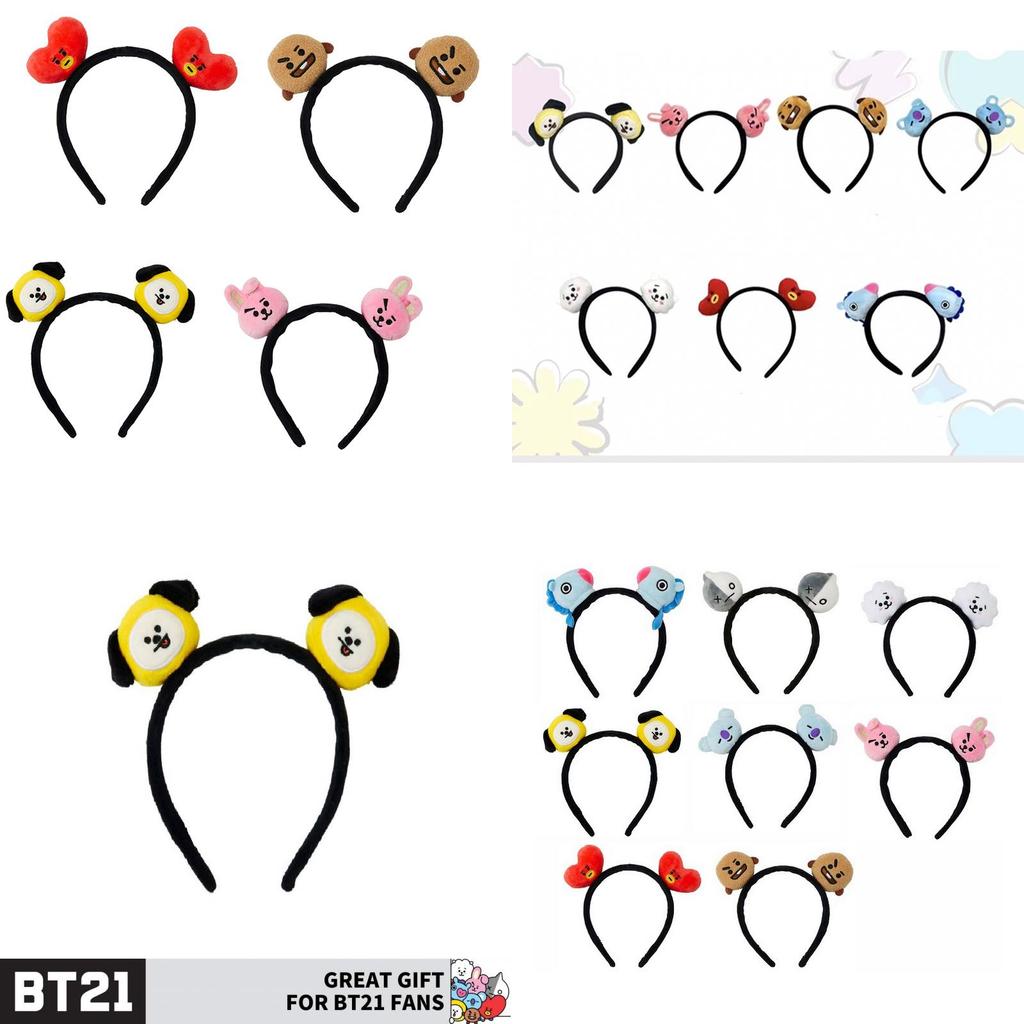 Bt21 Line Friends 3d Плюшевый Ободок для Волос для Женщин Мягкий и Удобный Ушки Чимми Ободок для Волос
