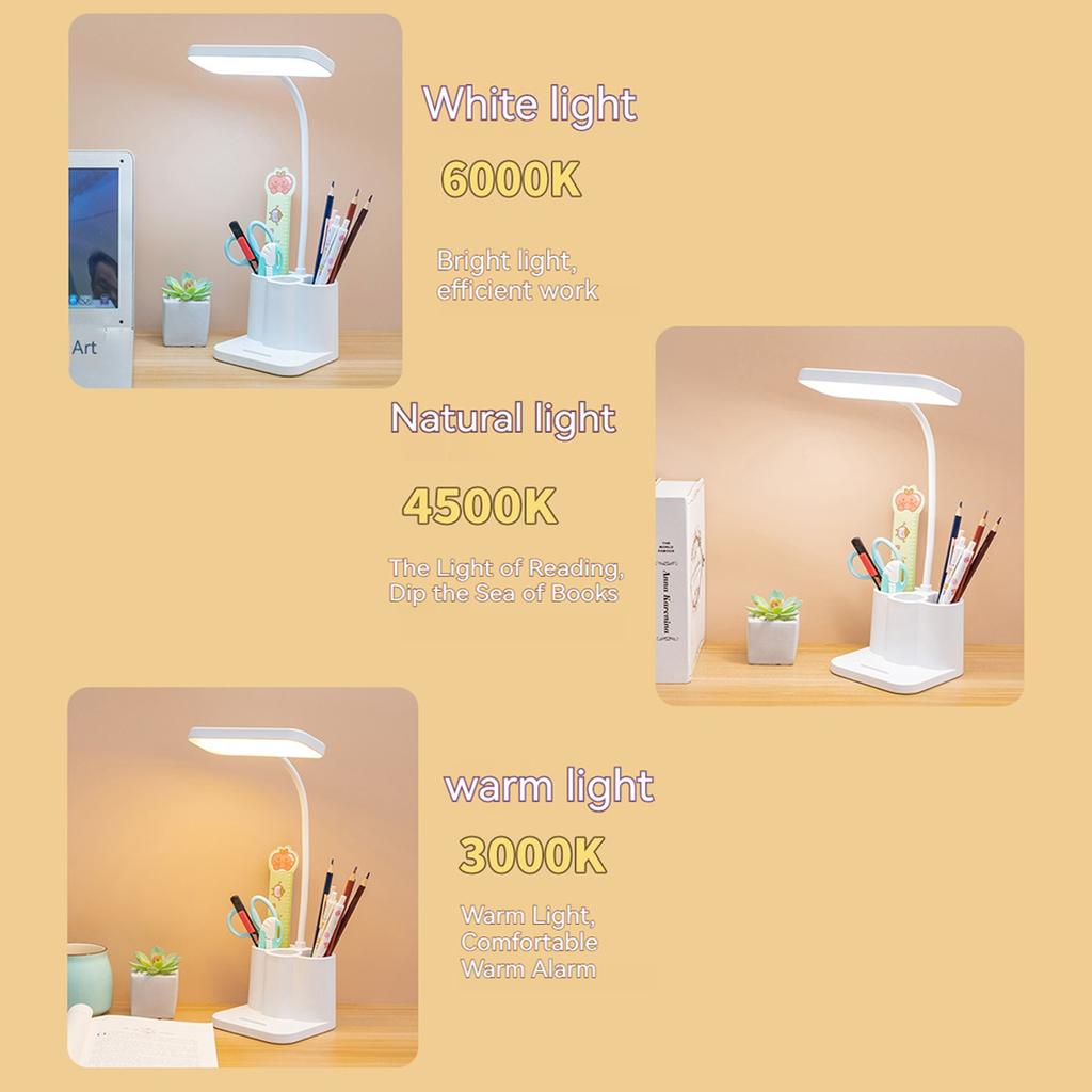 USB LED Table Lamp 3 Colors Eye Protection College Student Book Reading Lamp Night Light For Bedroom Bedside Learning Dormitory