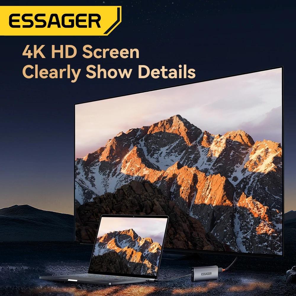 Essager USB-концентратор 8-в-1 с функцией хранения диска USB Type-c к HDMI-совместимой док-станции для ноутбука Macbook Pro Air M1 M2