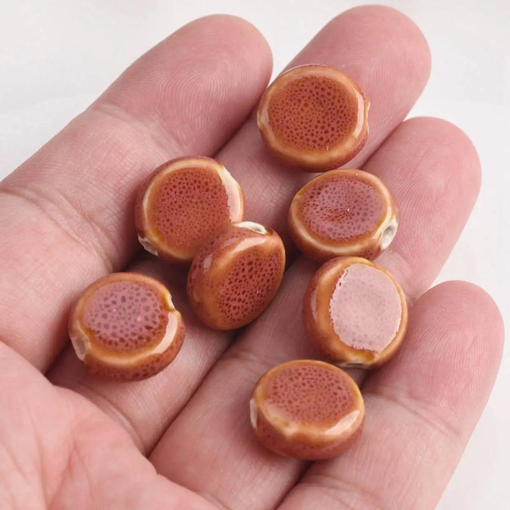 20 шт. Плоские круглые 15 мм Керамические фарфоровые бусины-разделители ручной работы Лот для изготовления ювелирных изделий Аксессуары DIY Поделки Фурнитура Креативные бусины