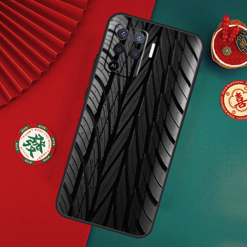 Black Tire Tyre Tread Texture Case For Oppo A15 A17 A57 A6 A5 Pro A54 A74 A94 A16 A76 A96 A40 A60 A80 A18 A38 A58 A78 A98