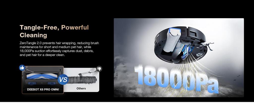 ECOVACS DEEBOT X8 PRO Omni Robot Vacuum Cleaner with Mop Function, OZMO Scooter with Continuous Mopping & Self Cleaning, 18,000 Pa, 12-in-1 Station