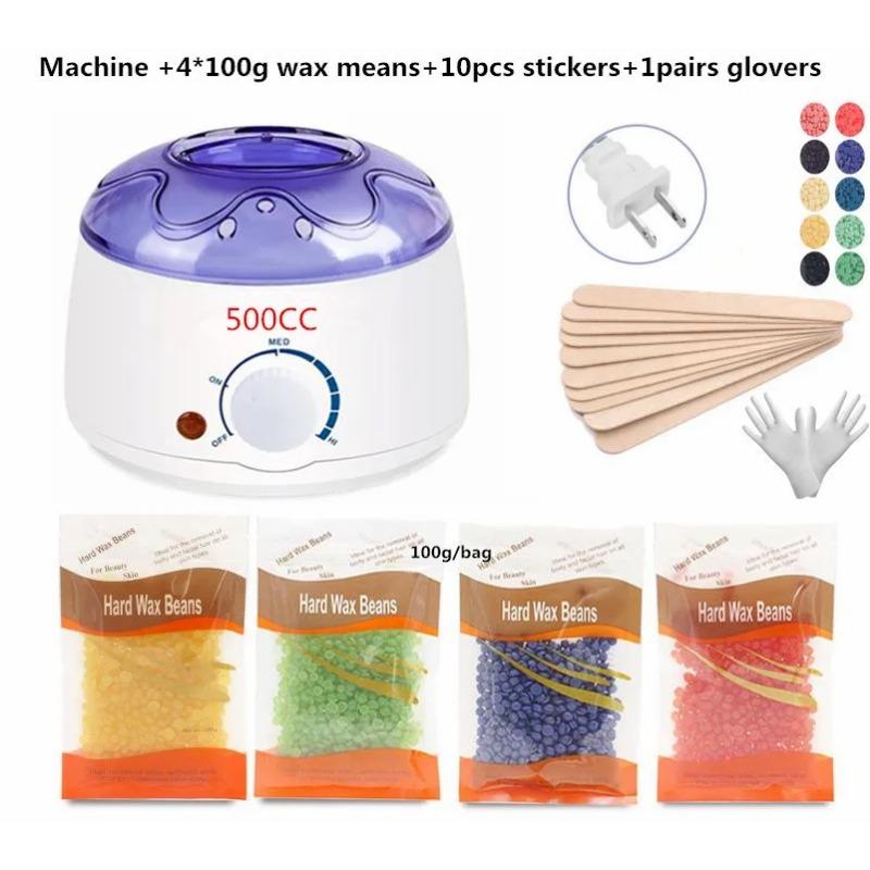 Электрический воск для удаления волос-нагреватель восковых бобов, 10 шт., деревянные наклейки, наборы для удаления волос, набор для депиляции Cera, депилятор