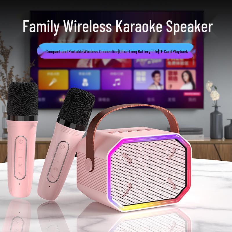 Мини-динамик P3 Bluetooth с беспроводным микрофоном для домашнего караоке