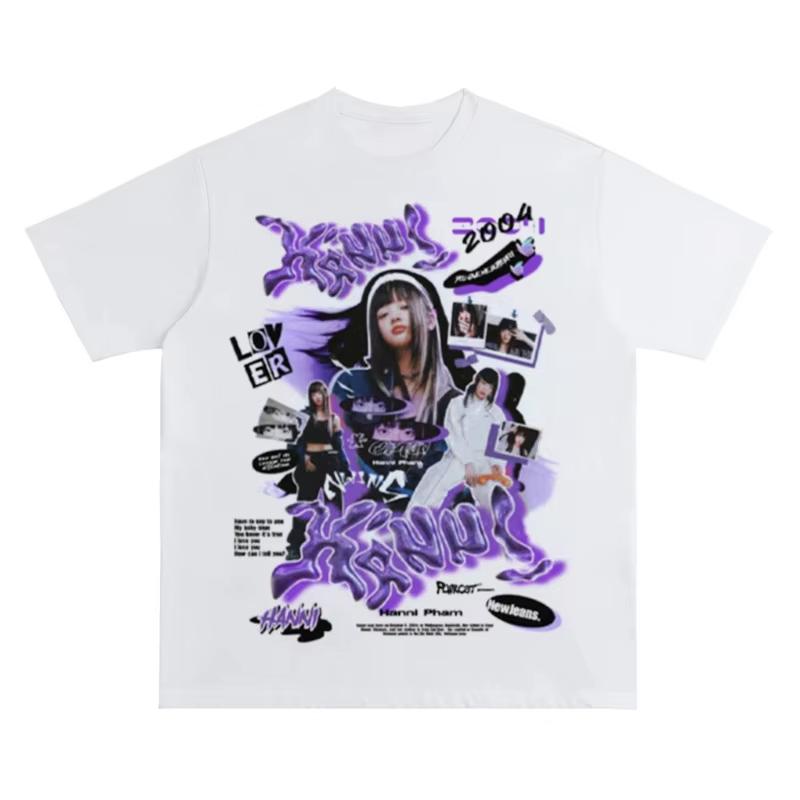 2025 NEW JEANS Корейская женская группа Футболка с принтом МИНДЖИ ХЭРИН ХАННИ ДАНИЭЛЬ ХЕИН Футболка оверсайз Уникальная хлопковая одежда