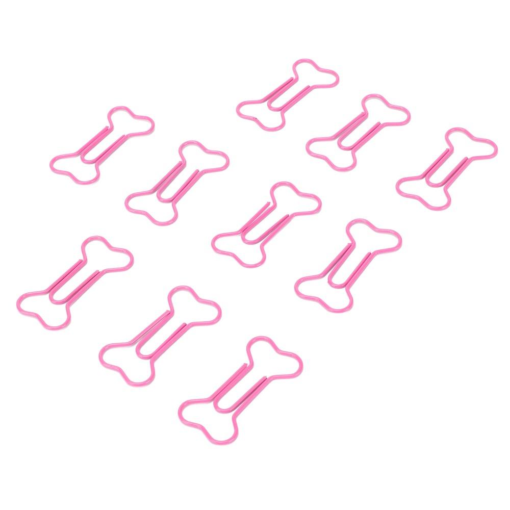 100Pcs Bone Shaped Paper Clips Pink Cute Paper Clips Small Paper Clips Office
