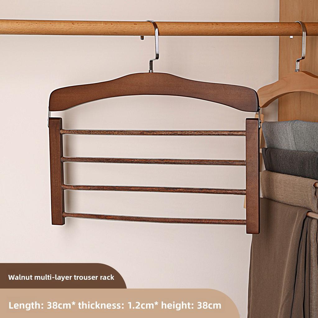 Real Wood Multi-Functional Multi-Layer Clothes Hanger No Trace Anti-Slip Tie Scarf Towel Storage Rack Clothes Hanger