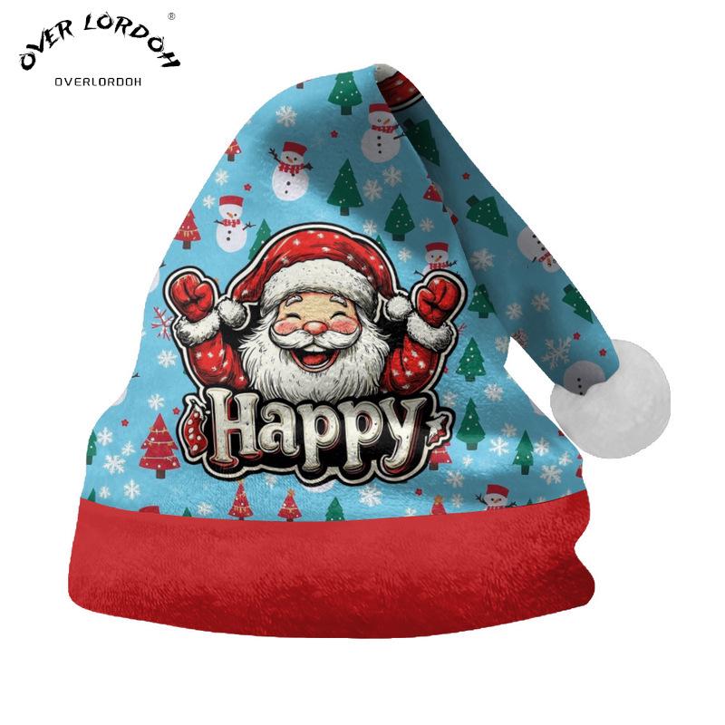 2024 Christmas Short Plush Santa Claus Hat for Adults & Kids - DIY Printed Ornaments