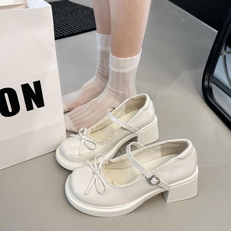 Французские ретро туфли Мэри Джейн из маленькой кожи для женской весны и осени, новые туфли-лодочки с бантом с открытым верхом для ношения с юбками