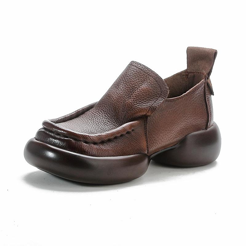 Мода 2024 Натуральная Коровья Натуральная Кожа Осень Лето Женские Удобные Балетки Женские Лоферы Слипоны Женская Платформа Клиновидная Обувь