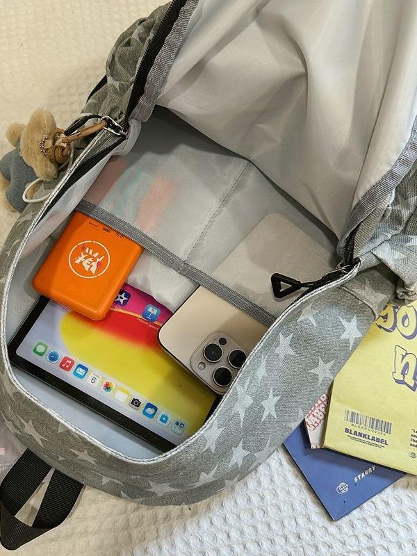 2025 Star Print Backpack for Female Students - Large Capacity, Lightweight, College & High School Schoolbag