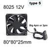 8 см 8015 8025 DC 12v 3pin big 4pin xh 2.54 2pin бесщеточный охлаждающий вентилятор 80x80x25 мм радиатор 80*80*15 для корпуса ПК GPU