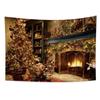 Merry Christmas Santa Claus Fireplace Christmas Gift Print Home Living Room Bedroom Wall Decoration Tapestry