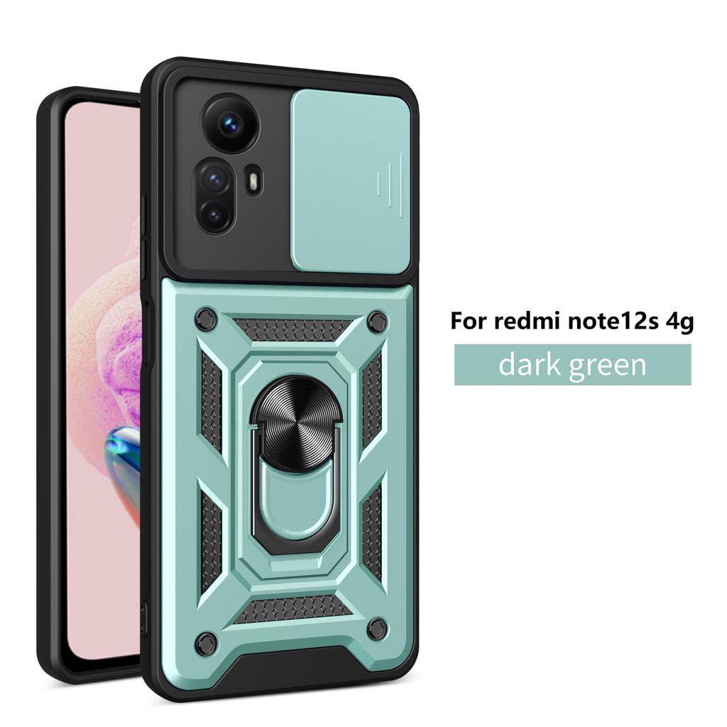 Phone Case For Redmi Note12S Magnetic Holder Ring Protect Cover Funda For Xiaomi Redmi Note12S 4G Case Slide Camera Lens Armor
