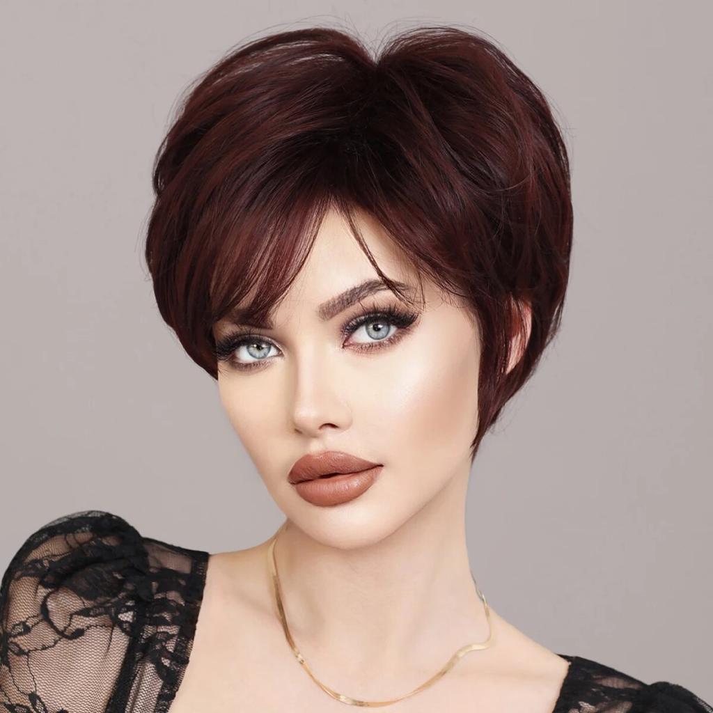 Синтетический винно-красный парик Боб для женщин, повседневные трендовые парики из натурального лавандового волокна с челкой, Омбре Боб, термостойкое волокно