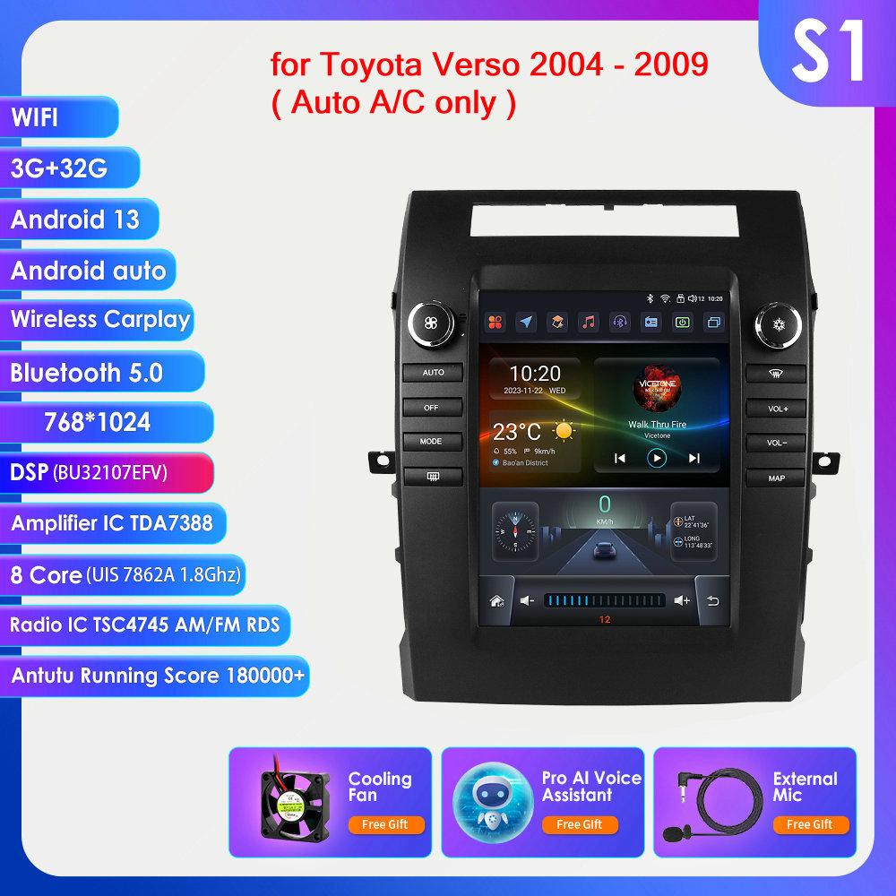 Hizpo 9.7 Tesla Style Carplay 4G 2Din Android 13 автомобильное радио для Toyota Verso 2004-2009 Авто Мультимедиа Видео Плеер Интеллектуальный Экран GPS DSP WIFI