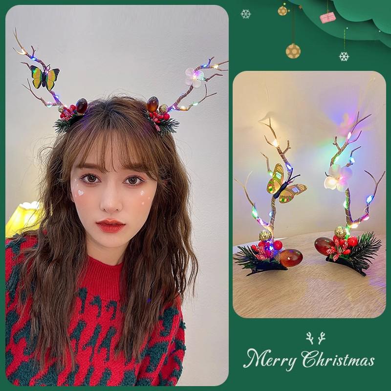 Женская рождественская плюшевая шапка, повязка на голову, аксессуары для волос