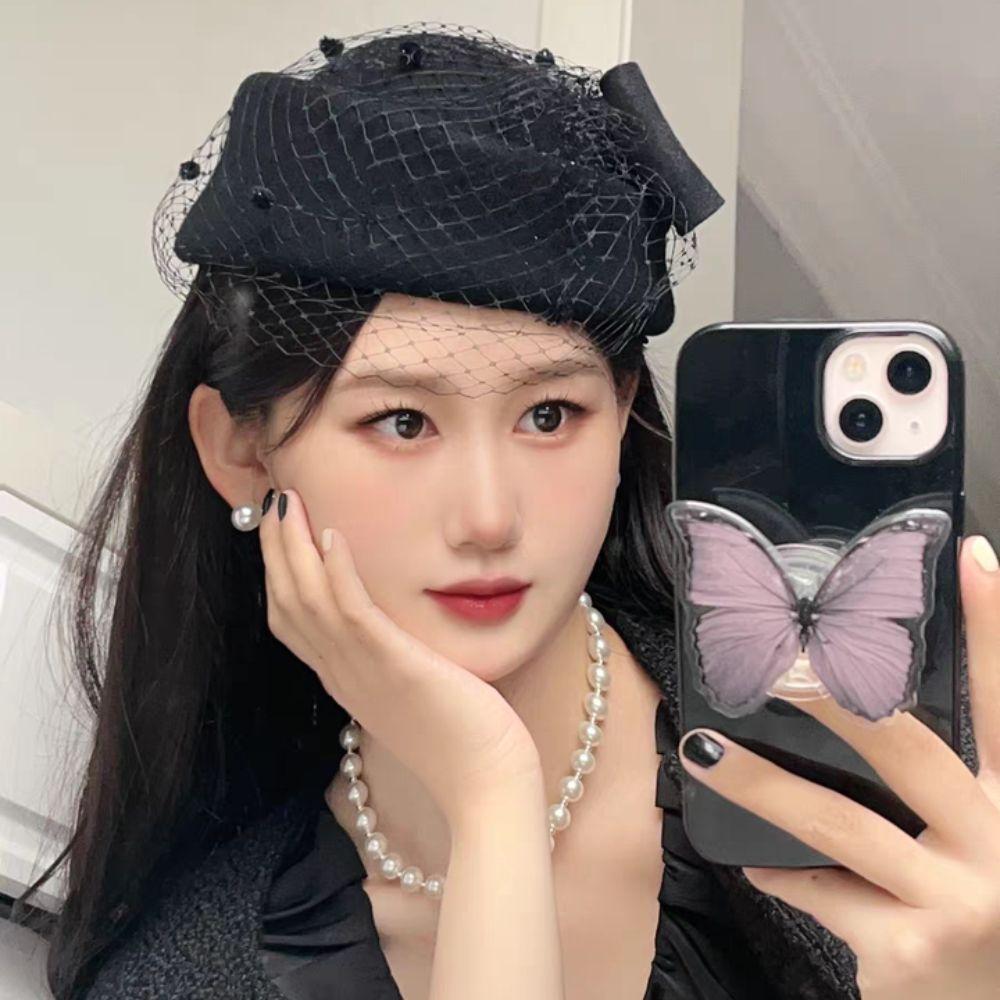 Элегантная шляпка-таблетка Британский стиль Кепка стюардессы Винтажная шляпка-фасцинатор Ужин