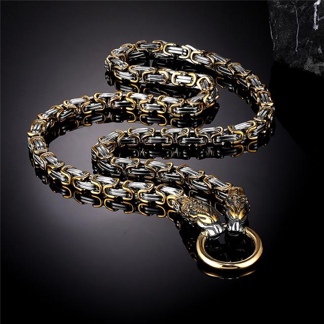 Мужские ожерелья с головой дракона, амулет викингов Vegvisir, кулон с скандинавскими рунами, якорь, смесь нержавеющей стали, золотая цепочка King, ювелирные изделия