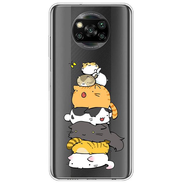 Чехол для Xiaomi Poco X3 NFC ТПУ Силикон Мягкий Мультяшный Прозрачный Чехол для Poco X3 Pro Чехол для Телефона PocoX3 Pro Global Прозрачный Coque