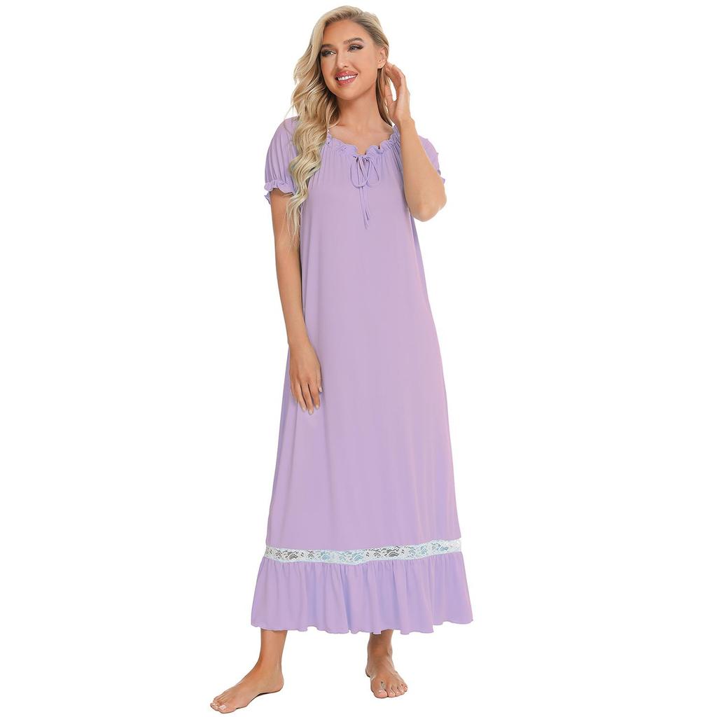 Pajamas for Women Short Sleeve Night Sleep Dress Comfy Loose Casual Lounge Wear Spring Summer Autumn Nightgowns